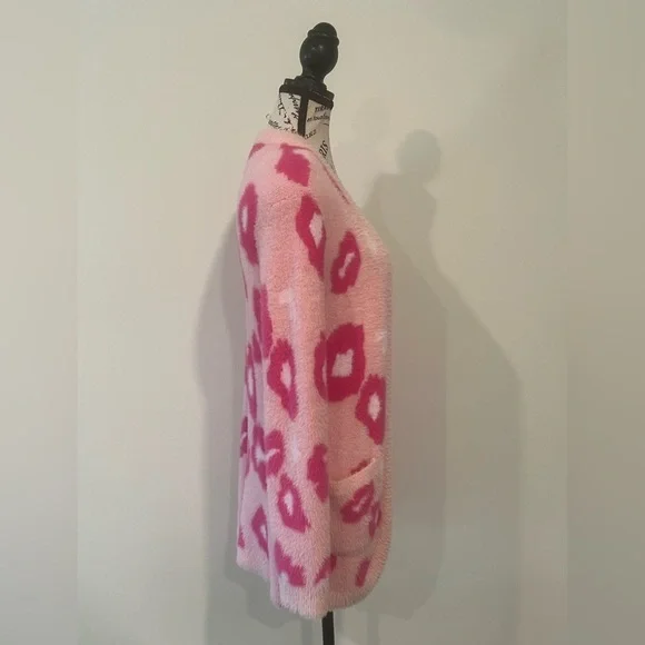 Crown & Ivy Kids Pink Leopard Cardigan, XL - Picture 3 of 4